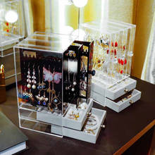 New Fashion Acrylic PC Jewelry Display Holds Earrings Holder Transparent Jewelry Makeup Organizer Earring Showcase Box Girl Gift 2024 - buy cheap