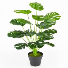 Искусственные растения, зеленые Пальмовые Листья Monstera, украшение для дома, сада, гостиной, спальни, балкона, Тропическое пластиковое искусственное длинное растение 2024 - купить недорого