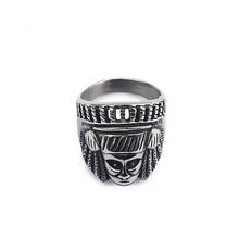 Ring For Men Stainless Steel Tribe Apache Indian Chief Head Ring Punk Rocker Finger Jewelry US Size #8-12 2024 - buy cheap