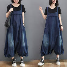 Vintage Denim Overalls Women's Summer 2021 New Korean Large Size Loose Fashion Lantern Wide-Leg Jumpsuit Jeans Bib Pants zh643 2024 - buy cheap