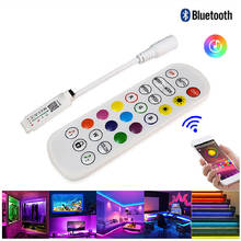 Luzes led rgb controle bluetooth para fita de led, sincronização de música controle dc5v 12v 2024 - compre barato