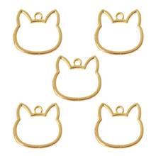 5Pcs Cat Head DIY UV Frame Pendants Open Bezel Setting UV Resin Jewelry Making X7XB 2024 - buy cheap