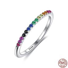 Pure 925 sterling silver Ring Rainbow Color Finger Rings for Women Stackable Match Wedding Silver 925 Jewelry Gifts For Friends 2024 - buy cheap