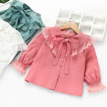 Cute Baby Girls Blouses For Spring Lace Lapel Long Sleeve Princess Shirts Toddler Children Clothes Tops Kids Girl Party Gifts 2024 - buy cheap