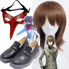 Обувь для косплея Persona 5 Goro Akechi, мужские короткие льняные прямые волосы для косплея аниме, термостойкие синтетические парики, реквизит на Хэллоуин 2024 - купить недорого