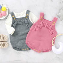 Infant Kids Baby Girls Ruffled Knitted Sweater Romper Solid Sleeveless Winter Warm Outfits Cute Jumpsuits 2024 - buy cheap