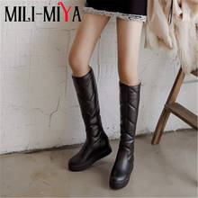 MILI-MIYA High Female  Winter Warm Snow Boots Top Quality  Plus Big Size Knee-High Slip-On Round Toe Wedges Handmade For Ladies 2024 - buy cheap