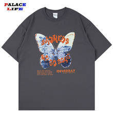 Camisetas góticas de manga corta con estampado de mariposa, ropa de calle informal, Hip-Hop, Harajuku, de algodón, holgadas, de verano 2024 - compra barato
