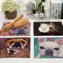 Antiderrapante isolamento placemat coaster para mesa de jantar dos desenhos animados do cão tapetes de mesa almofadas de linho de algodão decoração para casa 42*32cm 0001 2024 - compre barato
