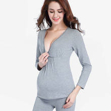 Spring Autumn Maternity and Nursing Set Pregnant Pajamas Postpartum Nightwear Premama Cotton Tops&pants Long Sleeve Top&Pants 2024 - buy cheap