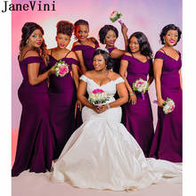 JaneVini 2020, фиолетовое платье русалки для подружки невесты на тонких бретелях, длинное атласное платье подружки невесты, свадебное платье для гостей 2024 - купить недорого