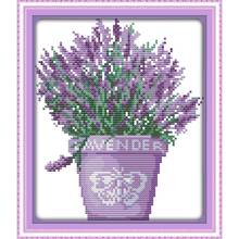 Joy Sunday-Conjunto de punto de cruz con cuentas para decoración del hogar, bordado de plantas de lavanda, regalo hecho a mano, 11 y 14ct 2024 - compra barato