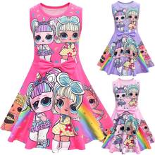 LOL Surprise Doll; Платье с бантом спереди для маленьких девочек; Детские платья с героями мультфильмов; Вечерние платья с принтом для малышей 2024 - купить недорого