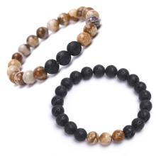 8mm Door Frame & Picture Stone Black Lava Beads DIY Aromatherapy Essential Oil Diffuser Bracelet Yoga Strand  Jewelry 2024 - buy cheap