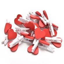 20Pcs/Pack Mini Heart Love Wooden Clothes Photo Paper Peg Pin Craft Postcard Clips Home Wedding Decoration  Paperclips 2024 - buy cheap