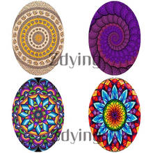 ZDYING 5pcs/lot Oval Glass Cabochon Mandala Henna Flowers Art Picture Dome Beads Demo Flat Back Jewelry Findings & Components 2024 - buy cheap