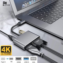 4 In 1 USB 3.1 Type C To HDMI VGA Adapter Cable USB-C HUB Adapter UHD 4K Ultra HD Video Audio Converter for Macbook Matebook D14 2024 - buy cheap