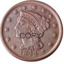 1844 Braided Hair Large / One Cent 100% Copper Copy Coins 2024 - buy cheap