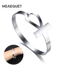 Women's Cuff Bracelet with Ankh Cross Stainless Steel Key Of Life Egypt Mom Lady Pulseras Jewelry 2024 - buy cheap