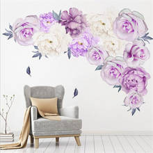 3d criativo roxo peônia adesivo de parede arte mural sala estar quarto decoração da parede à prova dwaterproof água moderna decoração para casa 2024 - compre barato