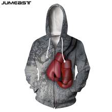 Мужские и женские перчатки для бокса Jumeast, с 3D принтом, с длинным рукавом, куртка, новая модная кепка с капюшоном, спортивный пуловер, толстовка на молнии 2024 - купить недорого