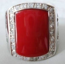 Promoção> @ preço de atacado 16 novo lindo lindo lindo lindo anel masculino: 10-11-joia de noiva para homens vermelho coral prateado 2024 - compre barato