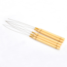 NEW 5 Pcs Hair Extension Hook Pulling Tool Needle Threader Micro Rings Beads Loop Wooden Handle With Iron Wire Hotting 2023 - buy cheap