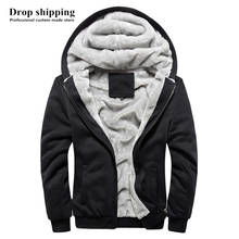 Frete grátis eua tamanho zip up jaquetas preto hoodies moletom para homens inverno grosso velo quente casacos aceitar feito sob encomenda 2024 - compre barato