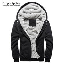 Drop shipping USA SIZE Men's Zip up Jackets Black Hoodies Sweatshirts for men Winter Thick Fleece Warm Coats Accept Custom made 2024 - buy cheap