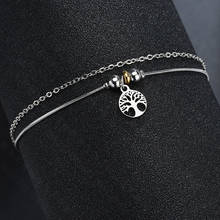 Pulseira e bracelete de árvore da vida, ajustável, camada dupla, em aço inoxidável, amor, joias para casamento 2024 - compre barato