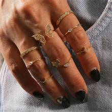 Модный набор колец с жемчугом и бабочкой, золотые геометрические искусственные камни стразы, кольцо на палец, очаровательные ювелирные изделия 2021 для женщин 2024 - купить недорого