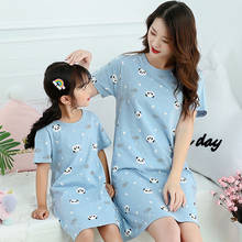 Summer Girl Outfit Parent-child Pajamas Mother and Daughter Cotton Short-sleeved Nightdress Family Matching Clothes Dress 2024 - buy cheap