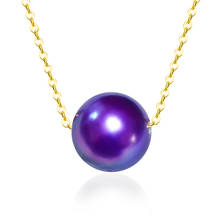 Collar con colgante de perlas de agua dulce XF800 para mujer, cadena de plata 925 y oro de 18K y Perla púrpura redonda de 7-8mm, joyería fina 2020 D347 2024 - compra barato