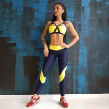 Conjunto esportivo feminino amarelo, roupas esportivas para academia e treino, sutiã legging 2024 - compre barato
