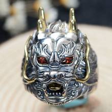 S925 pure silver Thai silver restoring ancient ways is double color stereo dragon king leading domineering man ring 2024 - buy cheap