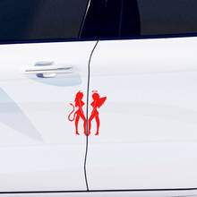 10.5*14CM ANGEL DEVIL Sexy Girl fun Personality Car Sticker Decal Car Styling Black/Silver/red 2024 - buy cheap