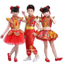 Disfraces de Año Nuevo tradicional chino para niños, ropa de Yngko, traje de Baile Folclórico rojo Wushu Kungfu Tang, Hanfu 2024 - compra barato