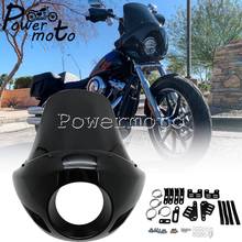 Carenado de faro negro para motocicleta, máscara de faro con abrazadera de montaje, 5,75 pulgadas, para Harley Dyna Street Fat Bob Glide Softail 39mm 41mm 49mm 2024 - compra barato