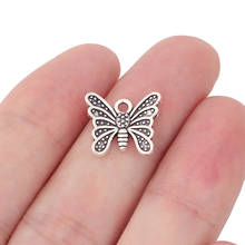 100 x Tibetan Silver Cute Butterfly Charms Pendants Beads for Jewelry Making DIY Handmade Accessories 15x13mm 2024 - buy cheap