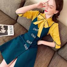 Strap Dress Bow Shirt 2021 Women Summer Clothes Set High Waist A-Line Dress Fashion Top Elegant 2 Two Piece Female Casual Suit 2024 - buy cheap