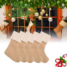 Large Burlap Christmas Stockings Jute Xmas Stocking Plain Fireplace Decor Christmas Decoration Sock Christmas Tree Decorations 2024 - buy cheap