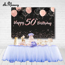 InMemory Black Rose Gold Balloons Glitter Adult Lady Women Birthday Party Backdrops For Photography Backgrounds Custom Banner 2024 - buy cheap