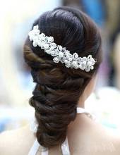 Banda para el pelo Coreana de Metal para boda, accesorios para el cabello, diadema de cristal con perlas, flor, novia, tocados, Tiara, corona, tocado 2024 - compra barato