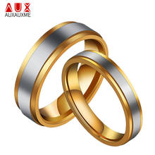 Простое позолоченное кольцо auxme для пар, для женщин и мужчин, стальной сплав с титаном, кольца для влюбленных, женские обручальные позолоченные кольца 2024 - купить недорого