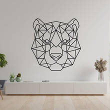 Pegatinas de pared geométricas de cabeza de oso de estilo nórdico, decoración del hogar, calcomanía de vinilo de animales geométricos para habitaciones de niños, Mural LL2727 2024 - compra barato