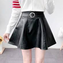 Narrow Hem Short Skirt Women's Autumn  Winter A- line Ultra High Waist PU Leather Skirt Pantyhose Skirt Woman Skirts Faldas Jupe 2024 - buy cheap