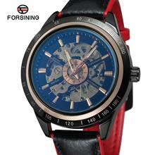 Forsining Motorcycle Design Genuine Black Belt Waterproof Skeleton Men Automatic Watches Top Brand Luxury Mechanical Male Clock 2024 - buy cheap
