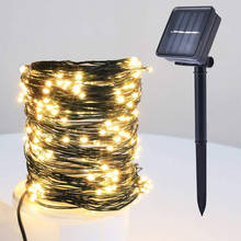 Lançamento lâmpadas solares de 10m 20m, fio de cobre coberto com pvc, luz de fadas, luz branca quente, rgb led para plantas de jardim 2024 - compre barato