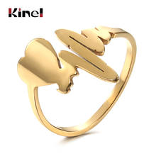 Kinel Hot Stainless Steel Heart Rings For Women Fasion Jewelry Valentine's Day Gift Wedding Ring 2024 - buy cheap