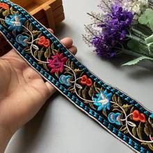 Cinta de encaje floral de 2 yardas, cinta bordada étnica Jacquard para bolsa de ropa, accesorios de ropa, fabricación artesanal de costura 2024 - compra barato